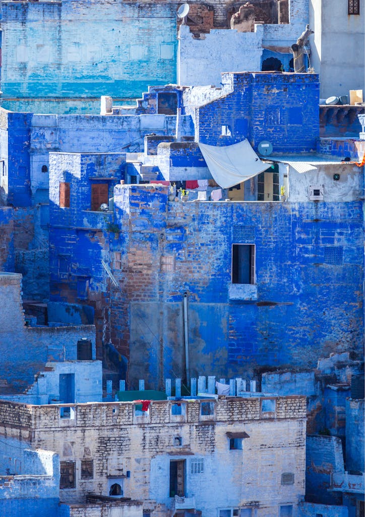A picturesque view of Jodhpur's iconic blue buildings showcasing rich architectural heritage.