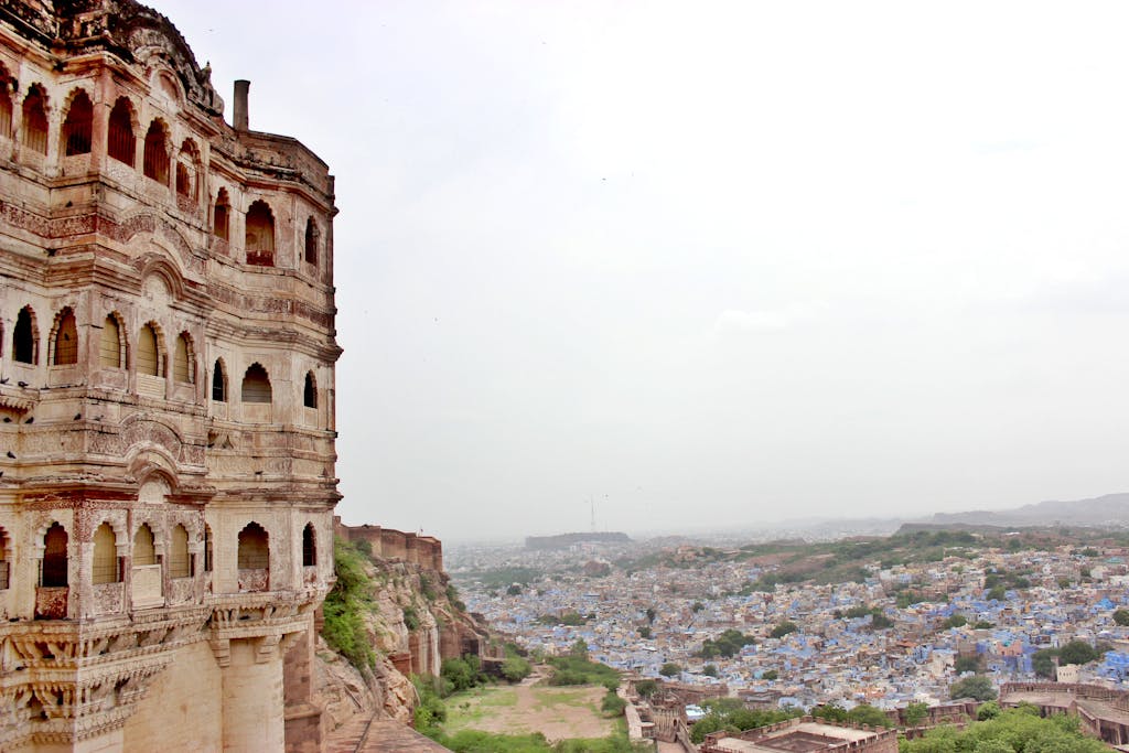 Stunning view of Mehrangarh Fort and the Blue City of Jodhpur, Rajasthan.